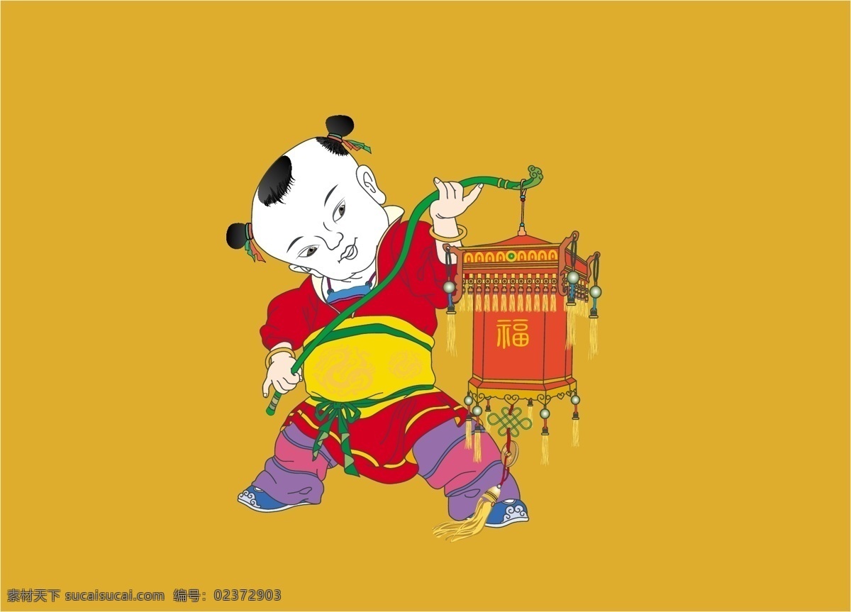 手绘年画娃娃 年画娃娃 手绘卡通 卡通小物 卡通动画