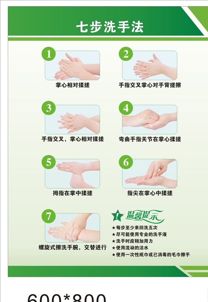 七步洗手法 洗手 洗手步骤 宣传 宣传模版 展板模板 cdrx4