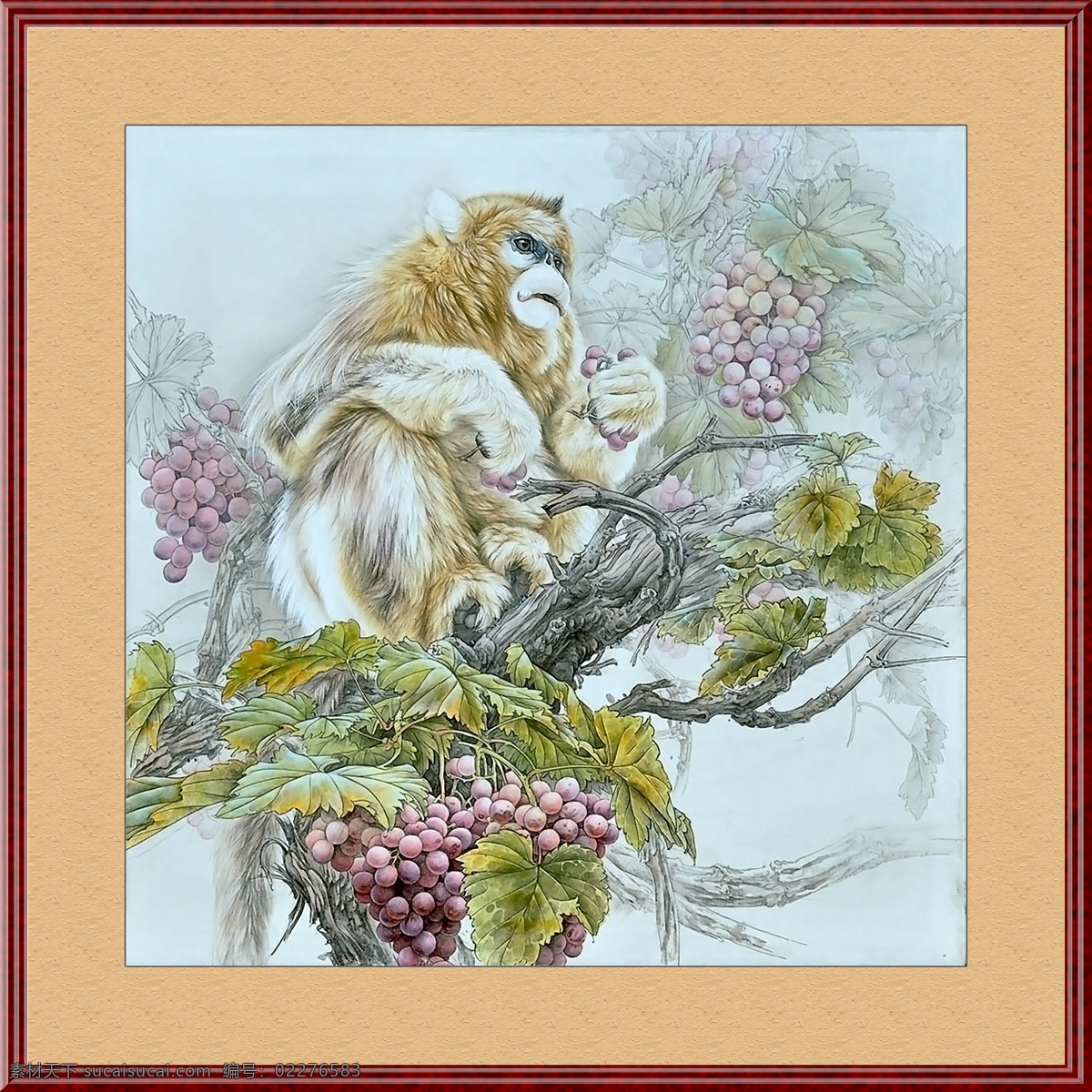 猿猴 工笔画 字画 国画 走廊挂画 客厅挂画 教室挂画 细笔画 工笔画欣赏 工笔画素材 绘画书法 文化艺术