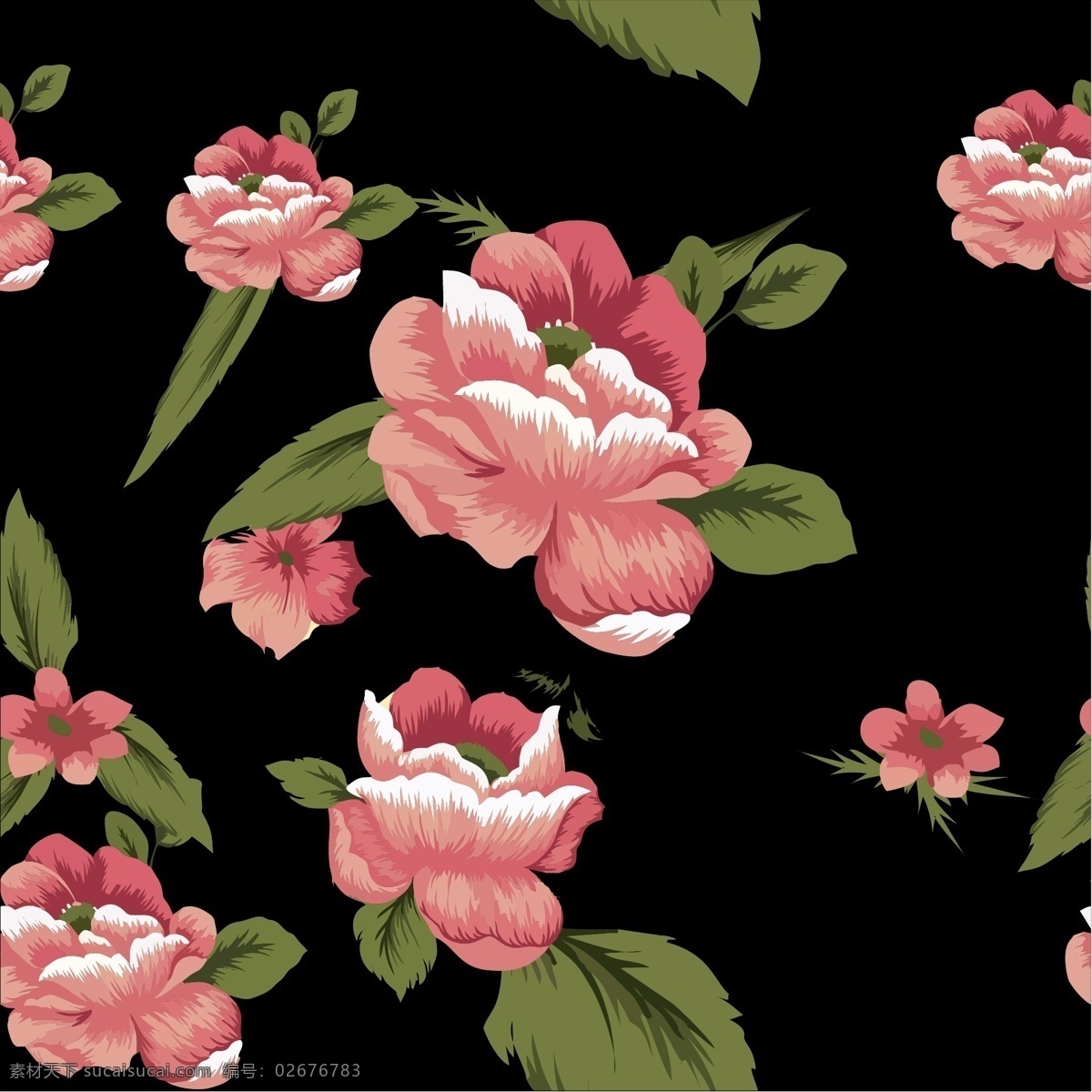 潮流 面料 玫瑰 印花 花卉 矢量图 面料印花设计 底纹背景 底纹边框 矢量