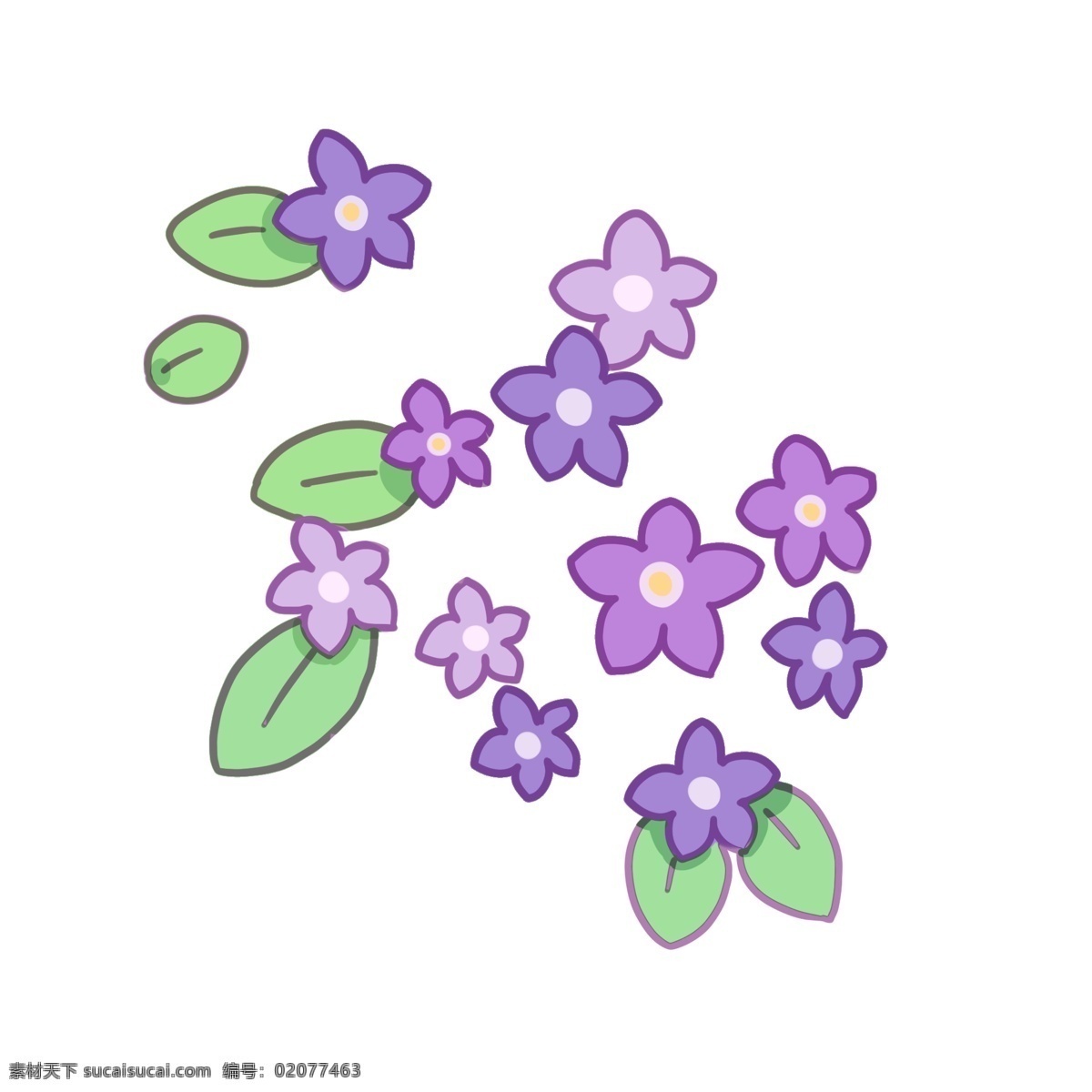 紫色 春天 小花 插画 紫色的小花 春天小花 漂亮的小花 手绘小花 绿色的叶子 可爱的小花 卡通小花