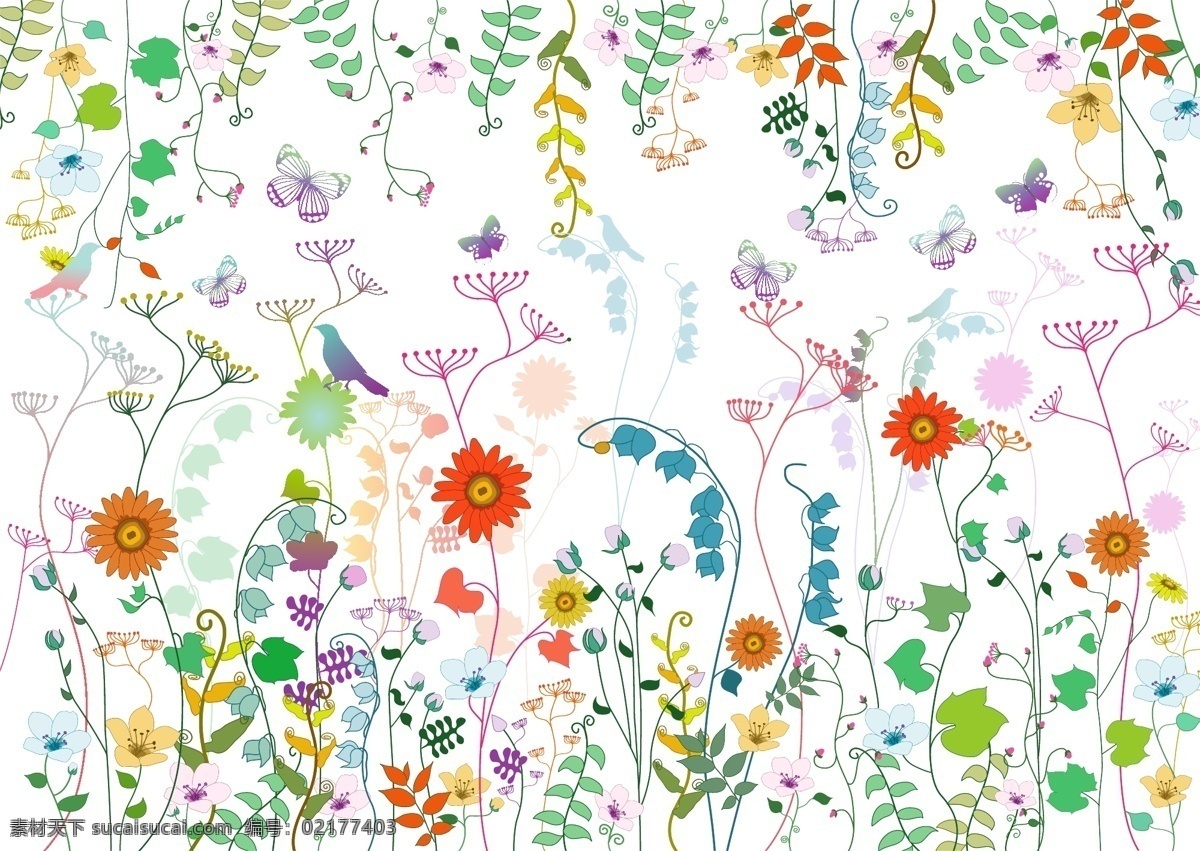 插画 花草 清新 矢量 模板 文艺 简约 唯美 矢量素材 ppt模板