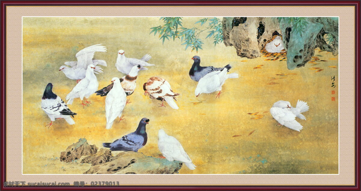 花鸟画 中堂画 国画0076 国画 设计素材 花鸟画篇 中堂画篇 书画美术 黄色