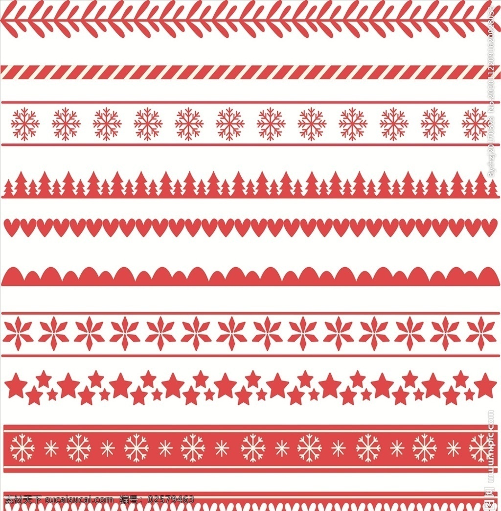 红色 圣诞 分割 边框 矢量图 花朵 矢量图系列