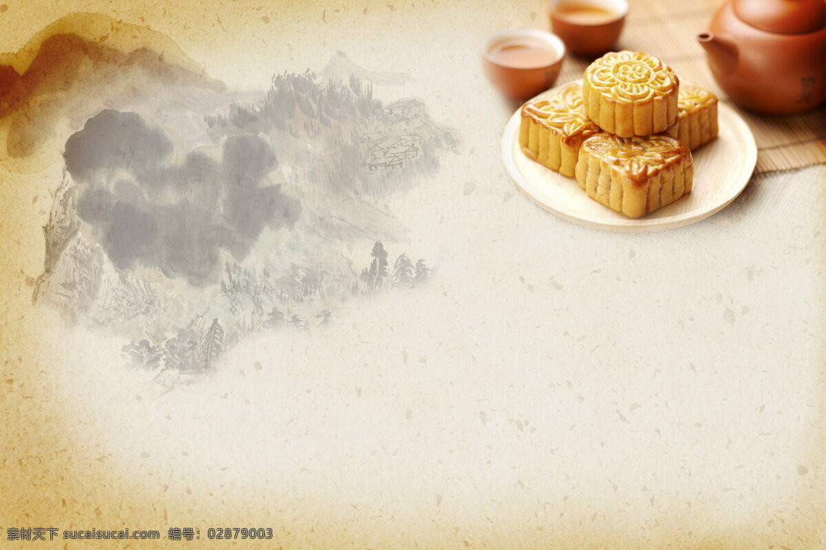 高清 中秋节 背景图片 中秋 月饼 复古 古风