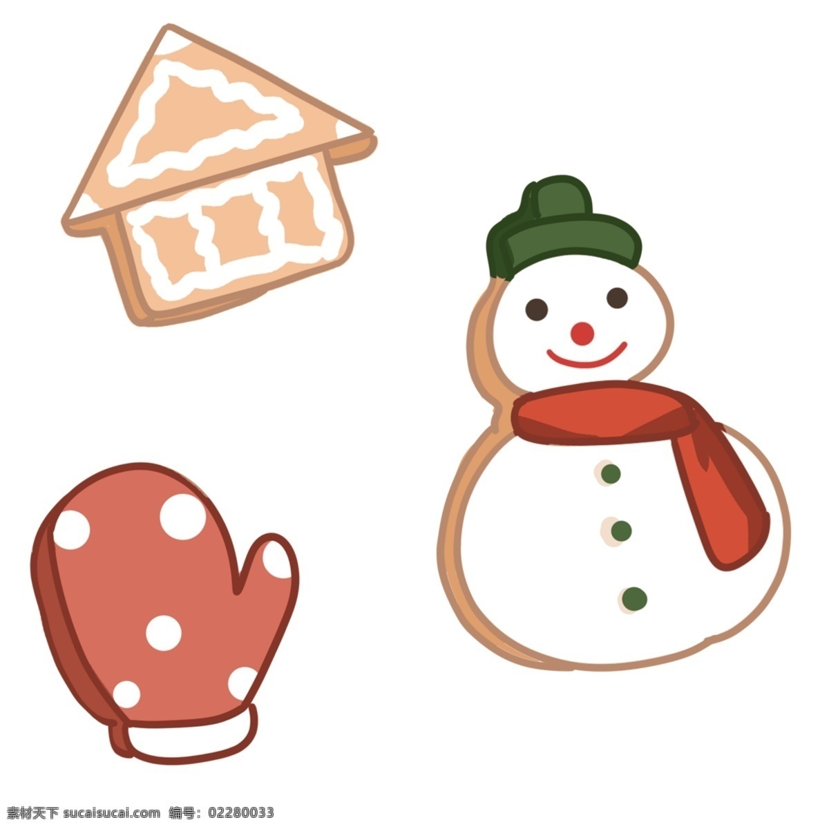 手绘 插图 可爱 圣诞 食物 姜饼 韩国 风格 风 刮