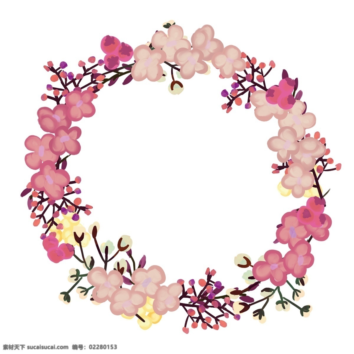 卡通 树枝 花环 插图 树枝花环 粉色花环 红色花环 圆形花环 头饰花环 漂亮的花环 可爱的花环 美丽的花环
