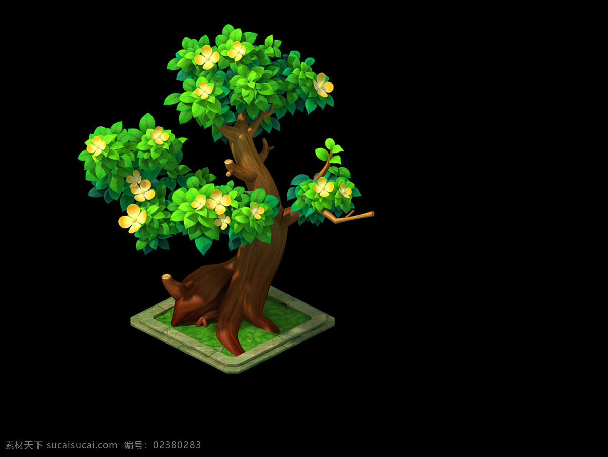 桂花树 树 游戏 q版 3d作品 3d设计 黑色