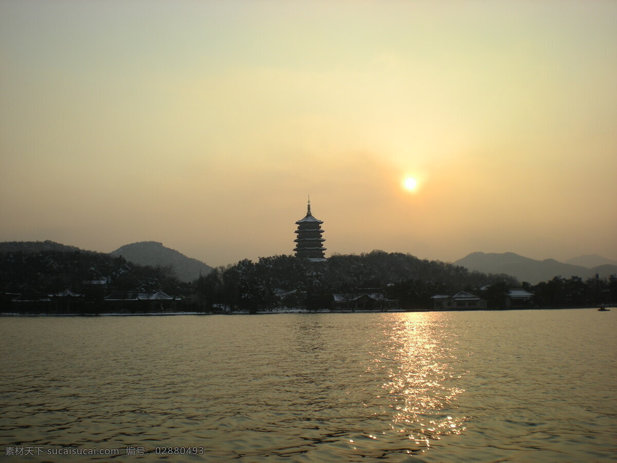 西湖雪景 西湖 雪景 冬季 杭州 寒冷 国内旅游 旅游摄影 黄色