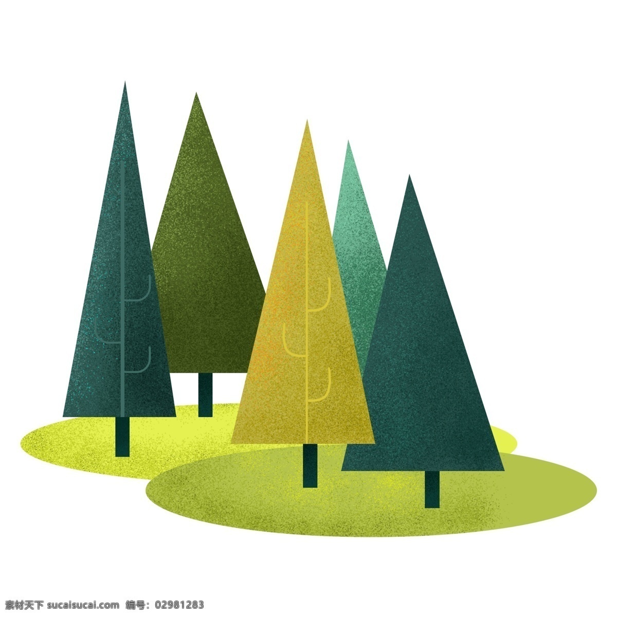 植树节 绿色 树林 卡通 透明 树木 小树 水彩 浪漫 唯美 清雅 装饰图案 免扣素材