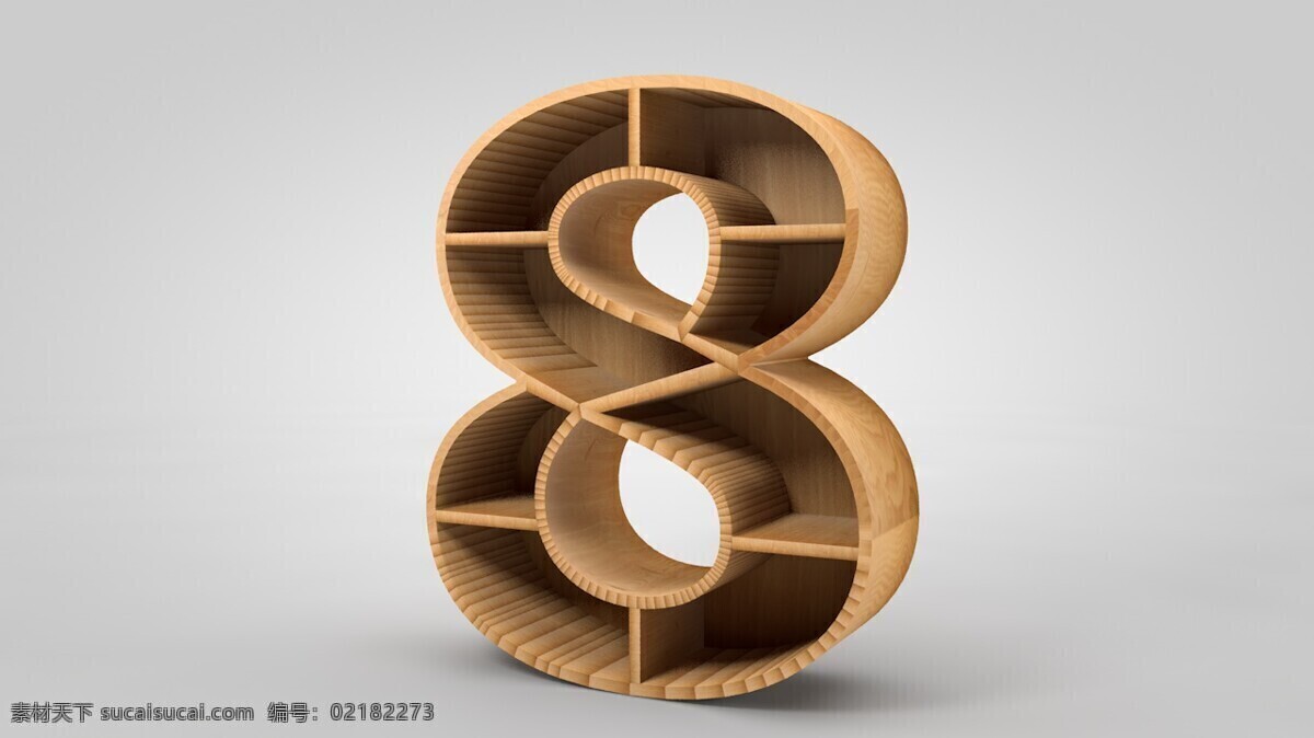 数字 木质 现代 货架 书架 木架 c4d 建模 形状8 木制家具 木片家具 书房家具 创意家具