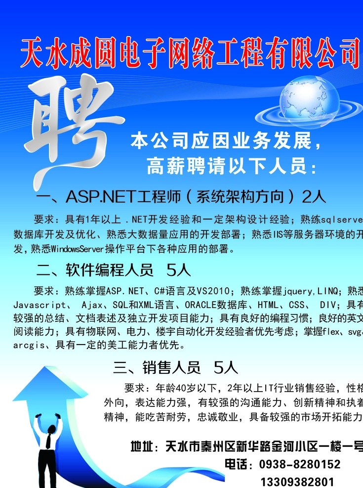 招聘广告 招告 电子网络 公司招聘 业务发展 人数 招贴设计