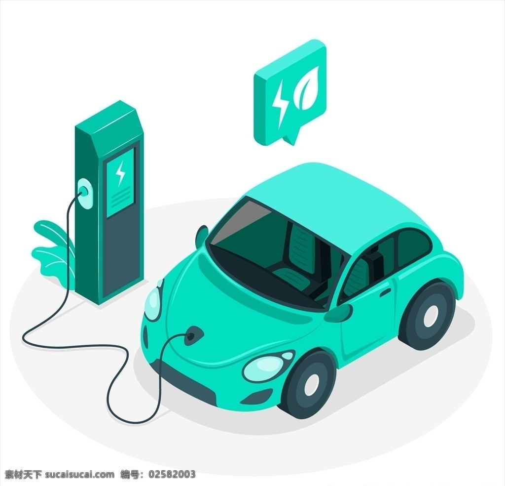 新能源 电动汽车 充电 桩 主题 插画 绿色能源 充电桩 能源 汽车 电动 车辆 环保 动漫动画