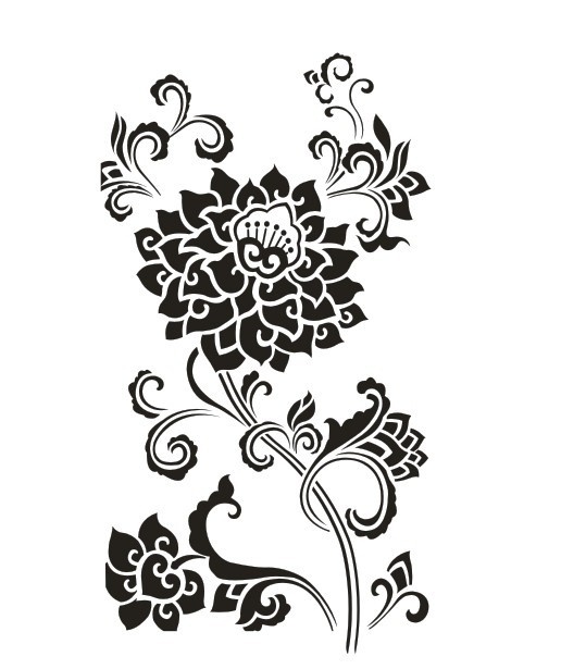花开富贵 黑白图 矢量 福贵长寿 恭贺新春 牡丹设计 花纹花边 底纹边框