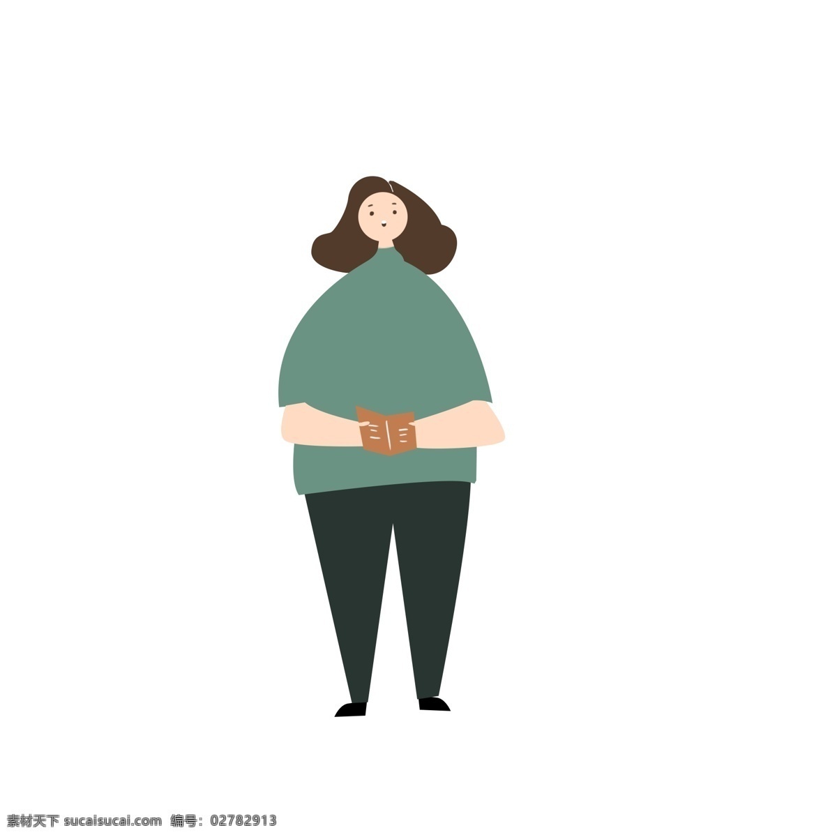 胖胖 女人 报纸 站立 人物 插图 元素 卷发 肥胖