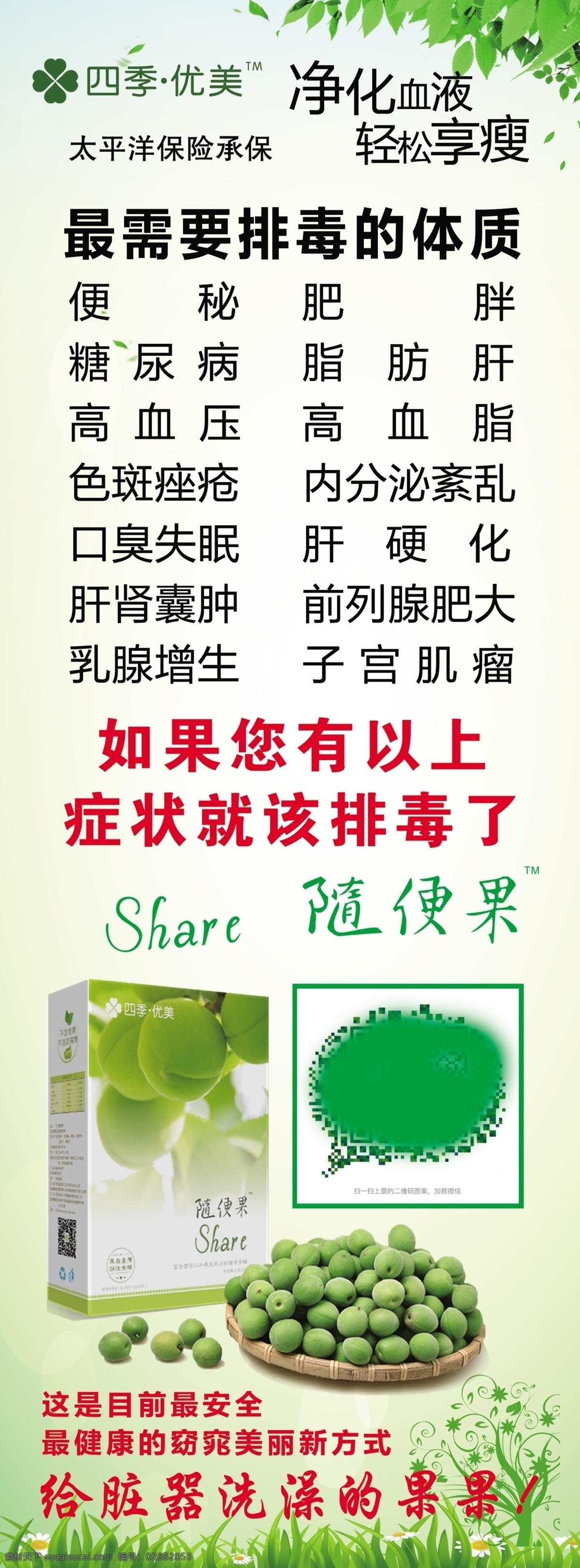 随便果 减肥 保健品 排毒 四季优美 传单 随便果代理 四季优美果 分层 美容美体