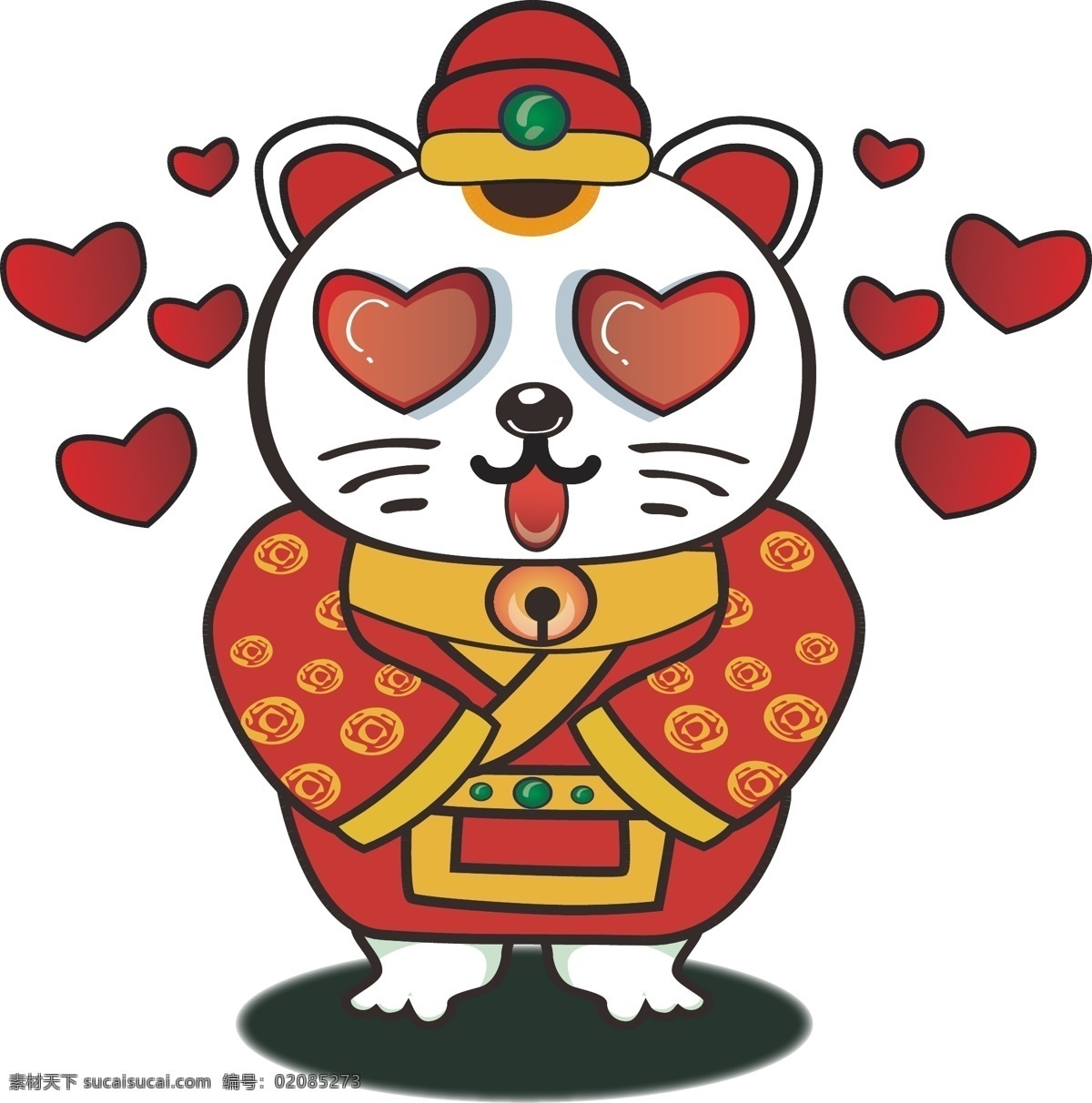 招财猫咪 红色 元宝 招财猫 财神猫咪 卡通动物 矢量图片 名片卡片