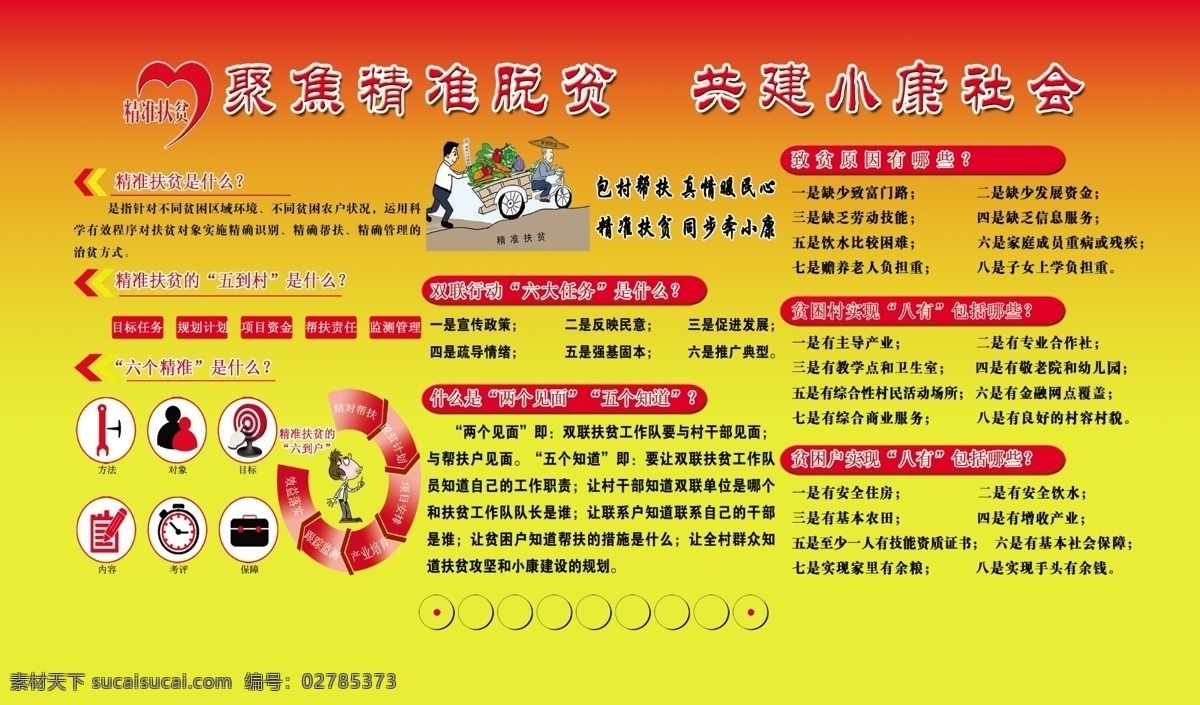 扶贫 脱贫 红黄背景 精准扶贫 共建小康社会