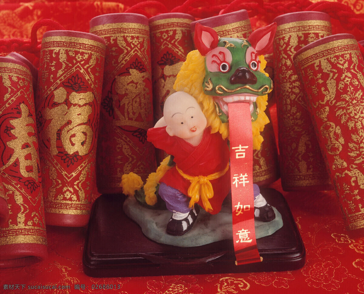 红包 红色 吉祥 节日庆祝 金元宝 炮竹 文化艺术 新年 喜庆 善财童子 醒狮 中国风 年原素 新年气息 psd源文件 请柬请帖