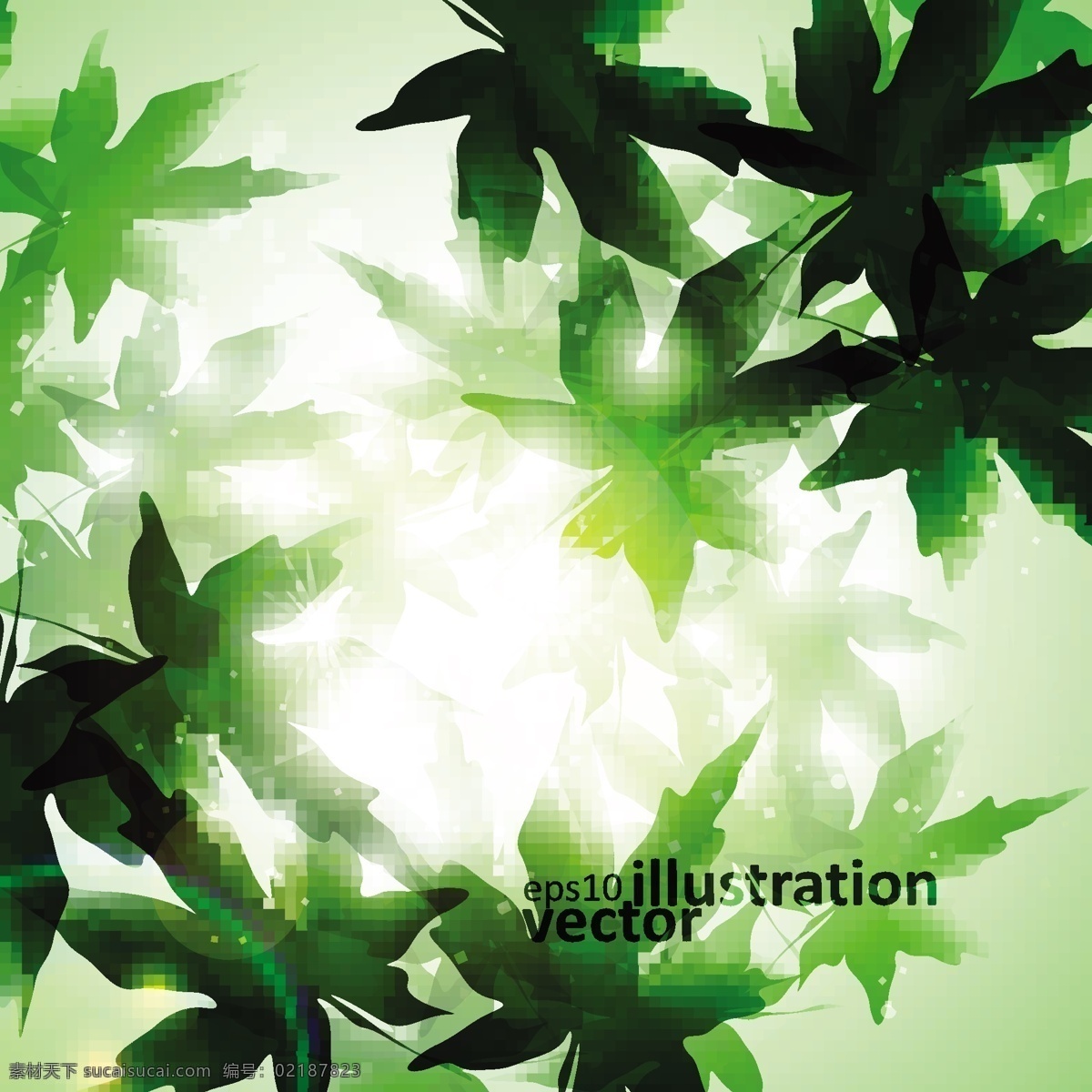 梦幻树叶背景 树叶背景 绿叶 枫叶 叶子 时尚花纹 矢量背景 矢量花纹 底纹背景 梦幻背景 底纹边框 矢量素材 白色