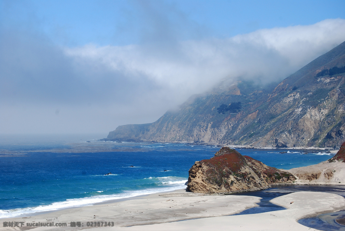 海边 风景 大图 大海 小岛 大山 白云 天空 礁石 设计素材 沙滩 美丽的风景 大海图片 风景图片