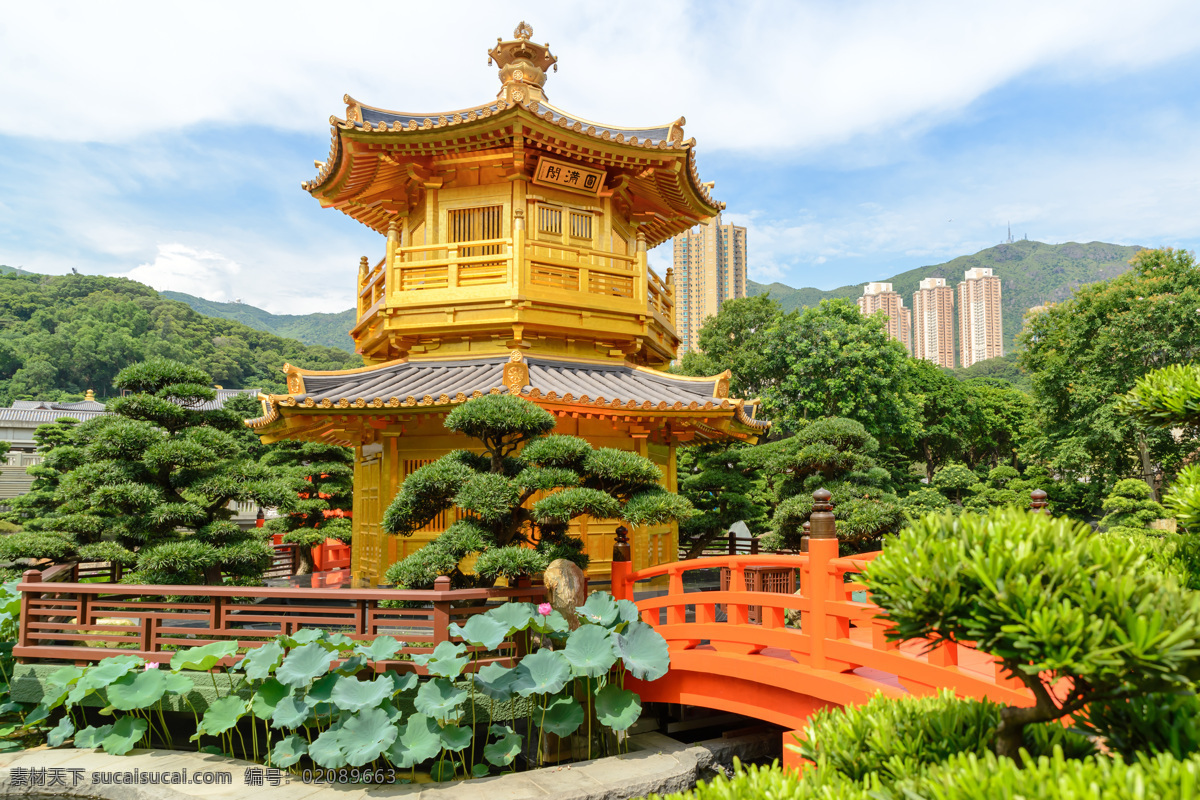 香港 南 莲 园池 风景 南莲园池 金塔 中式古典建筑 公园 香港风景 城市风光 美丽风景 美景 美丽景色 环境家居