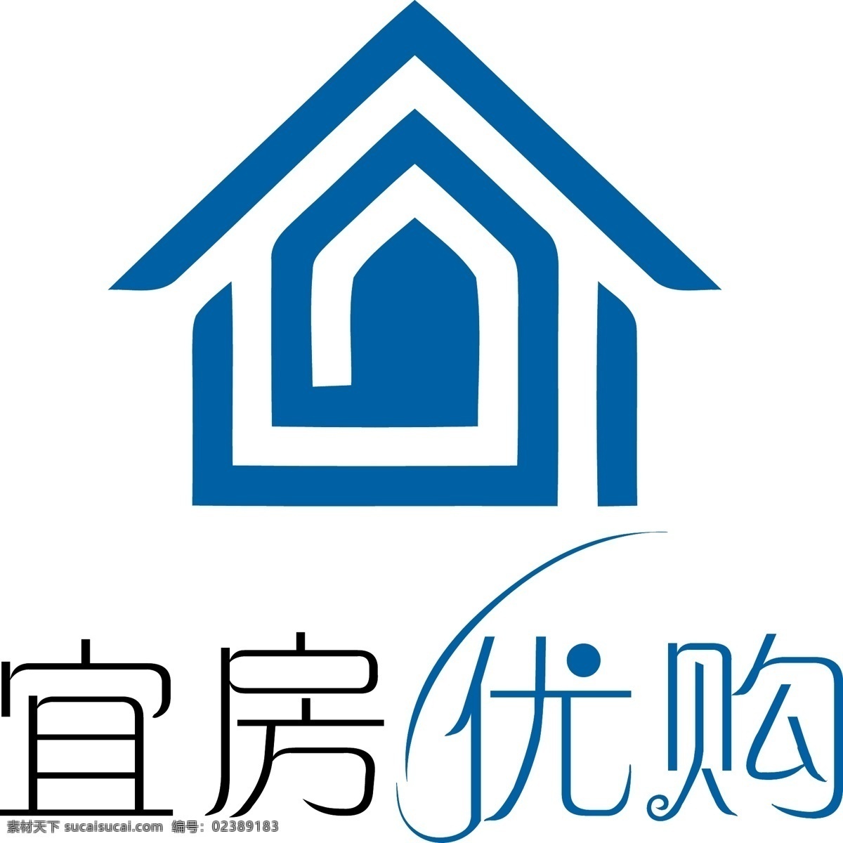 地产 企业 logo logo设计 创意 房 简约 蓝色 倩体 图标 优购