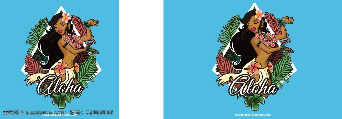 蓝色 背景 夏威夷 棕榈 叶 手绘 花卉 手 夏季 花卉背景 树叶 热带 绘画 季节 热带花卉 背景花