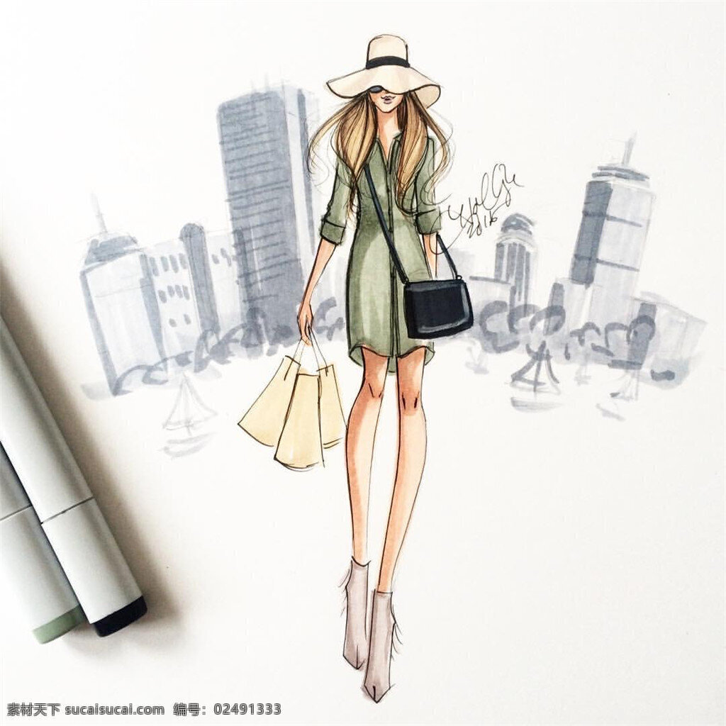 时尚女装 效果图 白色礼服 衬衫 服装画 服装设计 服装手绘图 服装效果图 购物袋 手绘图 手绘效果图 晚宴礼服 职业装