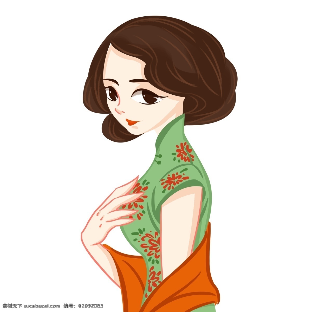 古典美女 旗袍 美女 剪发