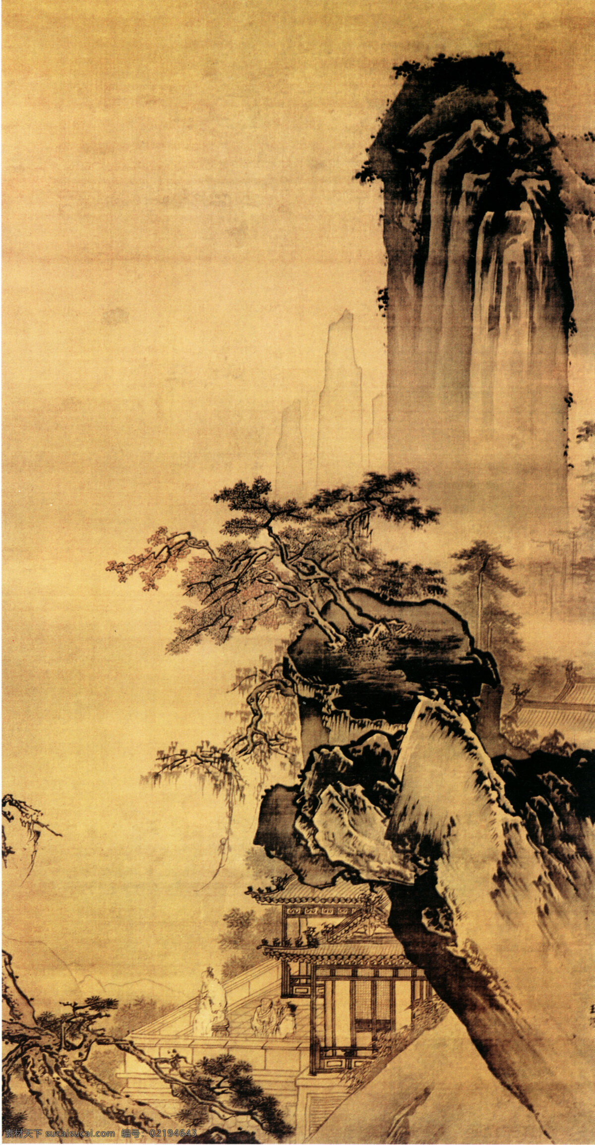 奇峰 耸立 古典 古画 奇峰耸立 中华传世国画 家居装饰素材 山水风景画