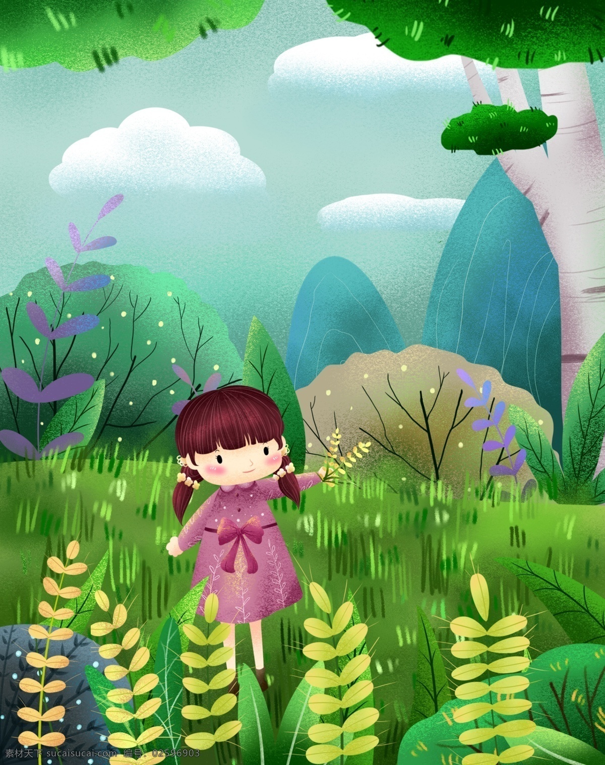 原创 小 清新 插画 小满 小清新 满 春天