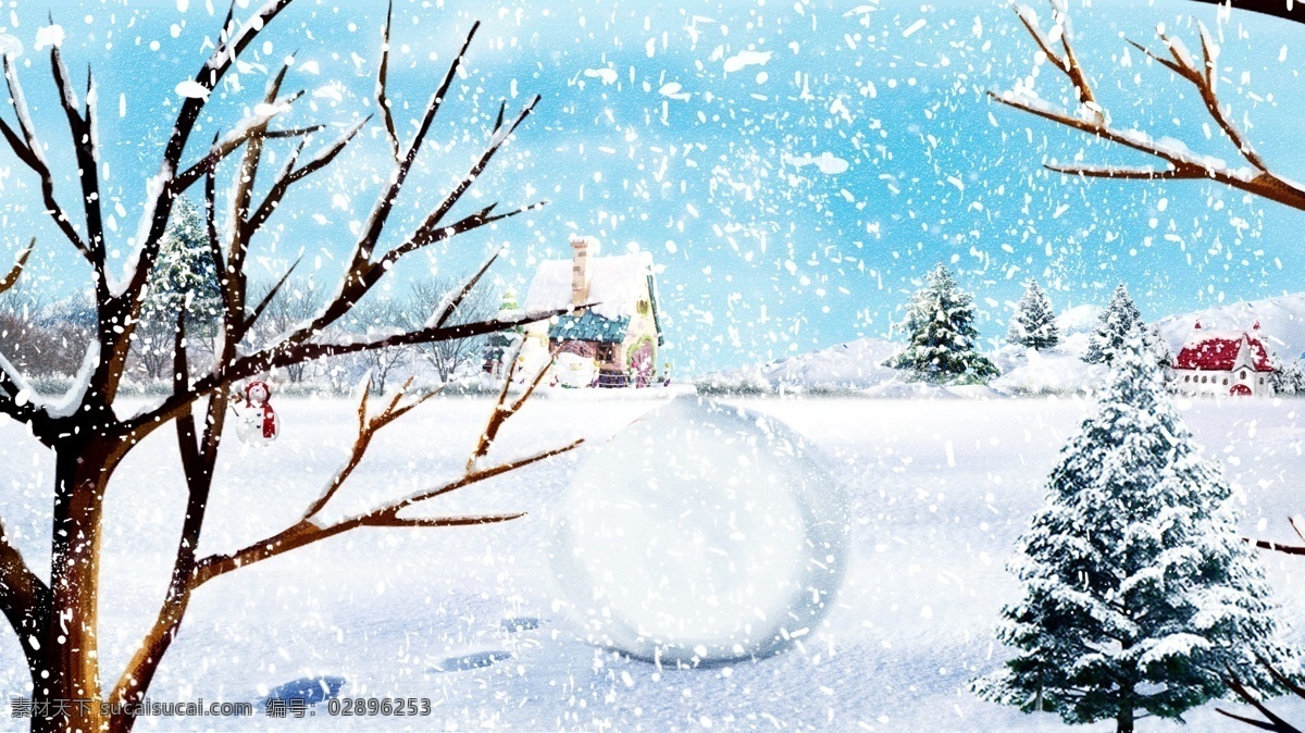 唯美 中国 传统 节气 立冬 雪球 背景 枯树 二十四节气 背景素材 中国传统节气 立冬节气 立冬背景 广告背景素材