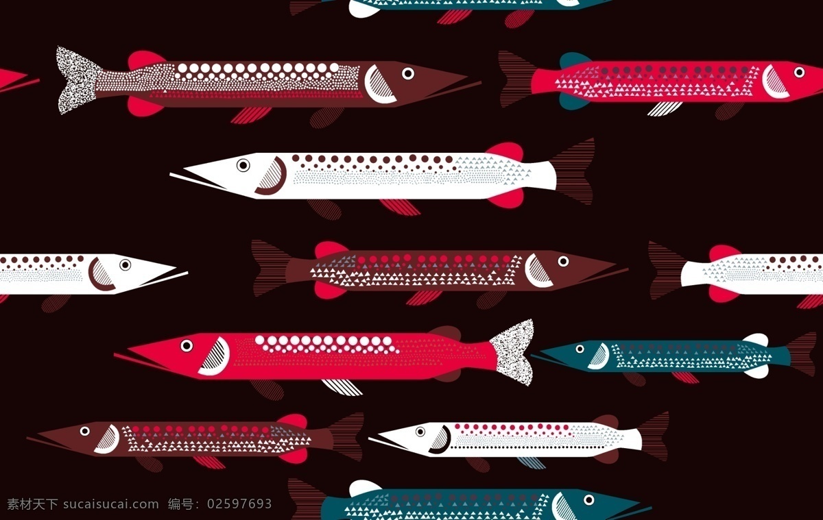 大牌 鱼 沙丁鱼图片 沙丁鱼 卡通动物 手绘动物 动物图案 插画 印花 衣服印花 分层