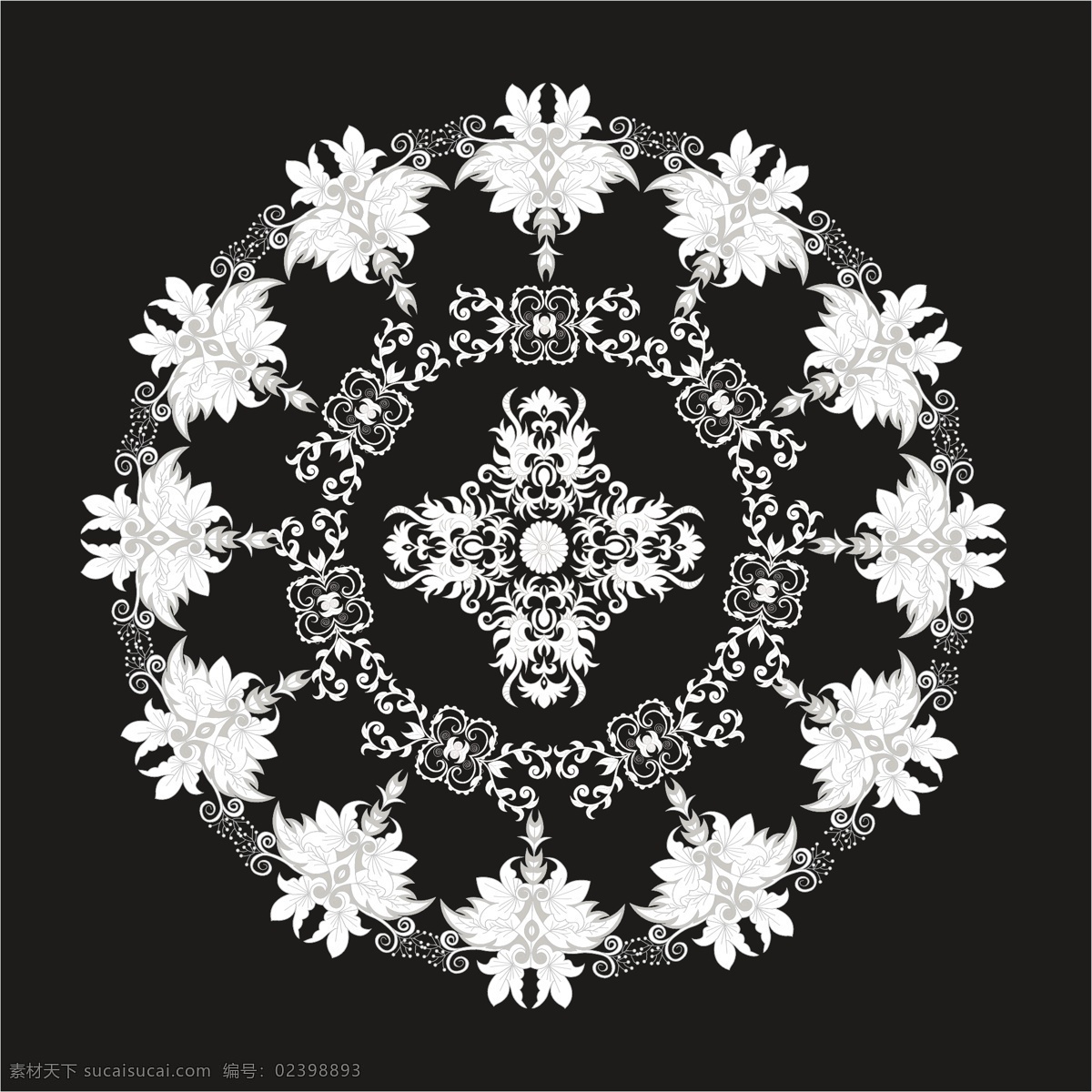 黑白 曼荼罗 背景 花卉 抽象背景 抽象 装饰 花卉背景 墙纸 黑色 阿拉伯 印度 形状 花背景 伊斯兰教 白色 花卉饰品