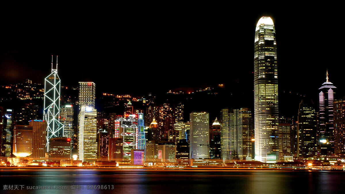 香港 夜景 风光图片 香港城市 灯光效果 香江 房屋 建筑物 黑色天空 国内旅游 旅游摄影