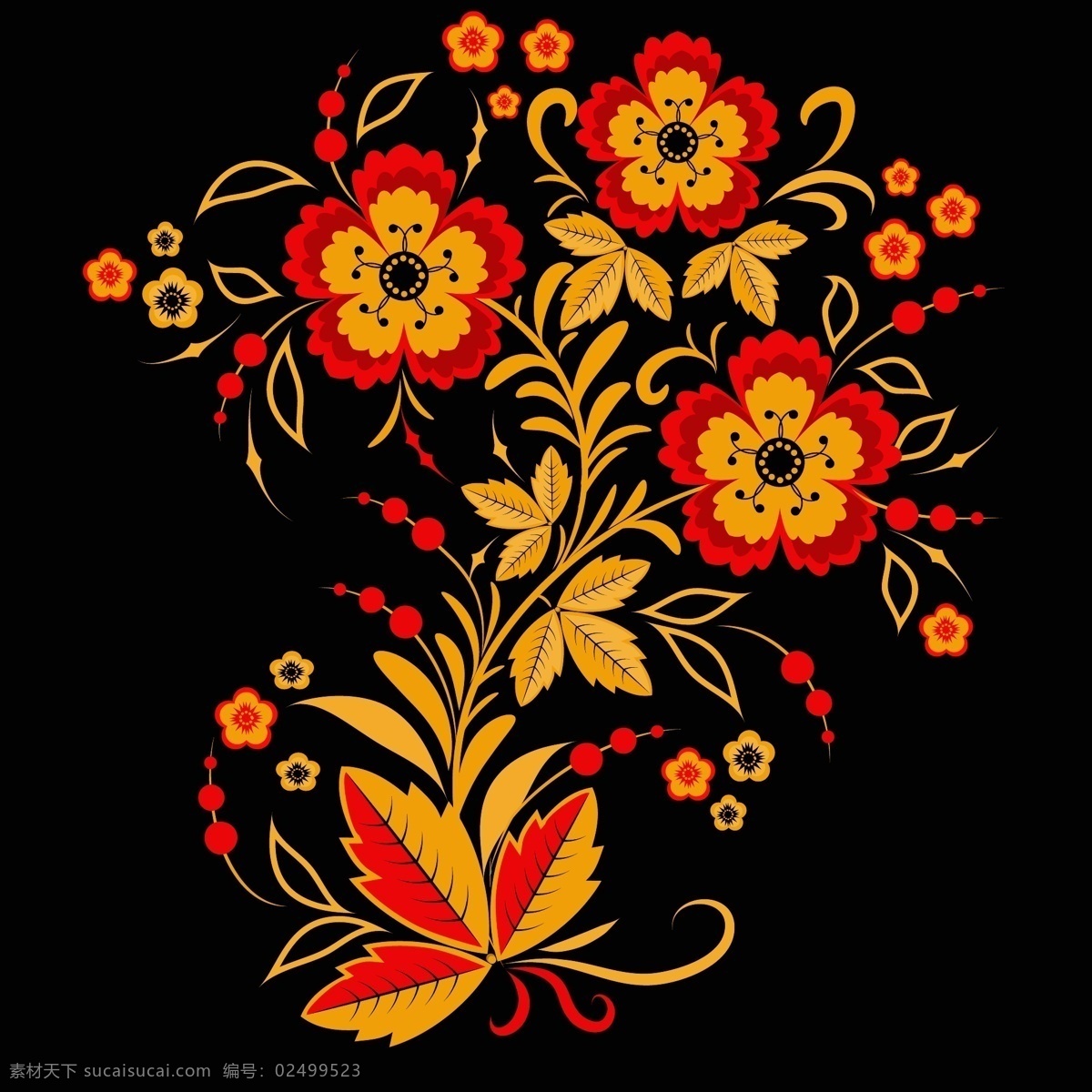 复古 艺术 花朵 背景 传统 红色 底纹