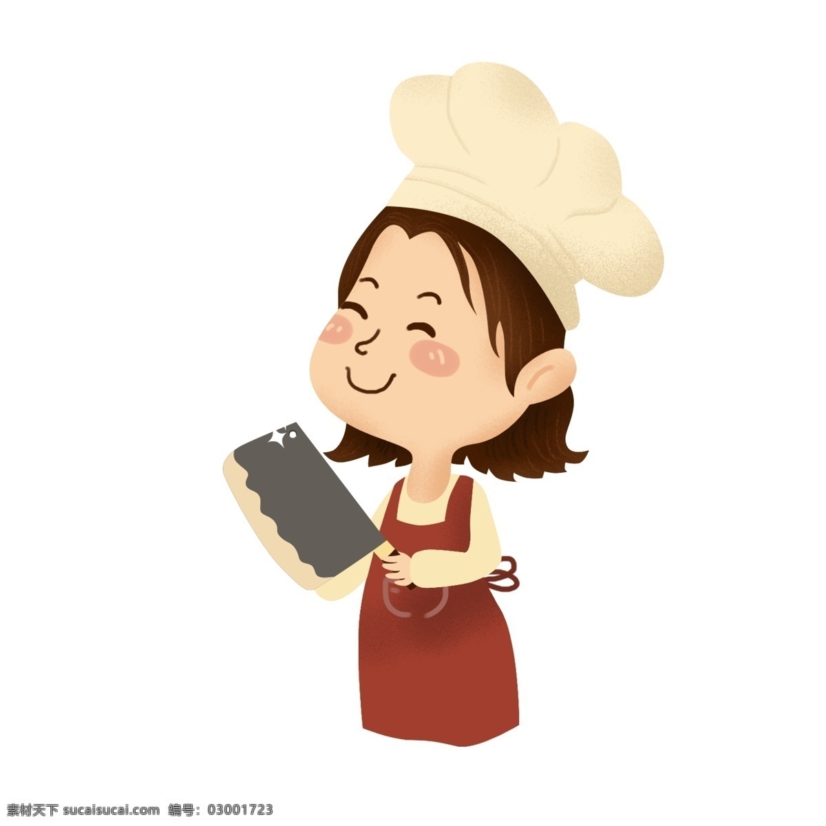 q 版 刀 女 厨师 商用 元素 q版 卡通 可爱 人物 插画 女厨师 菜刀