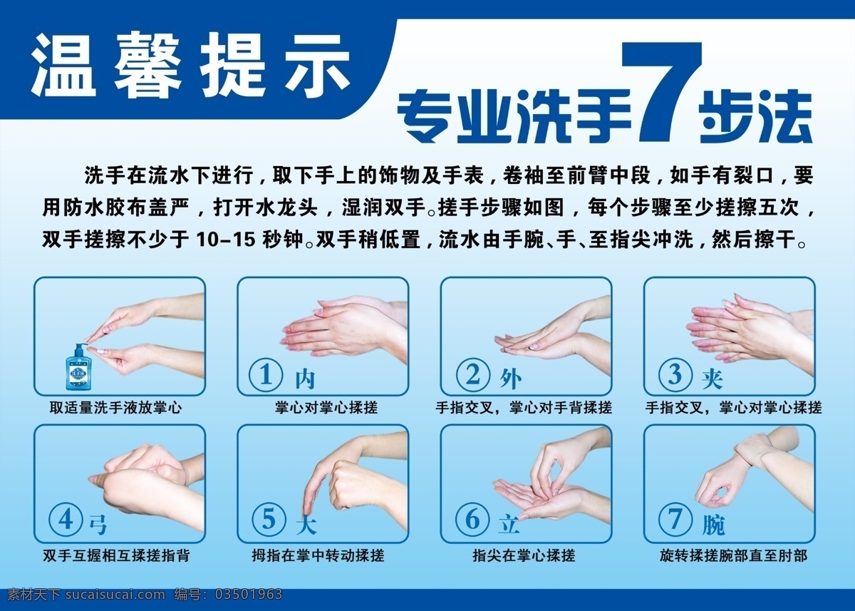 七步洗手法 洗手方法 正确洗手 防护指南 洗手口诀 专业洗手 分层