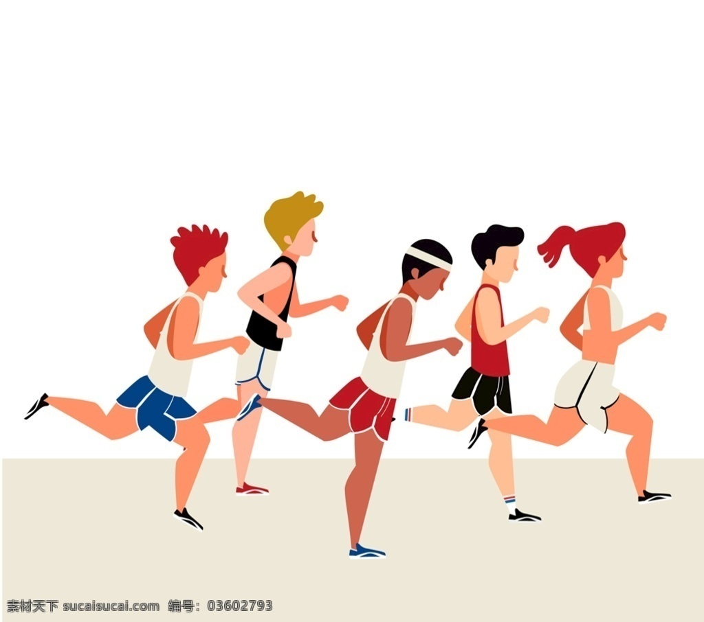创意 跑步 人群 矢量 手绘 卡通 无表情 运动 跑步人群 跑步男子 跑步女子 健身 比赛 男子 女子 矢量图