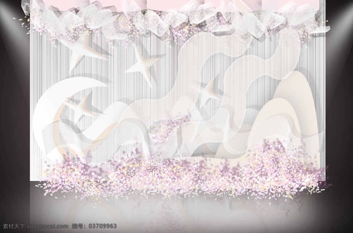 粉色 梦幻 婚礼 迎宾 区 效果图 迎宾区 白色布幔 粉色花艺素材 白色造型 圆形花艺