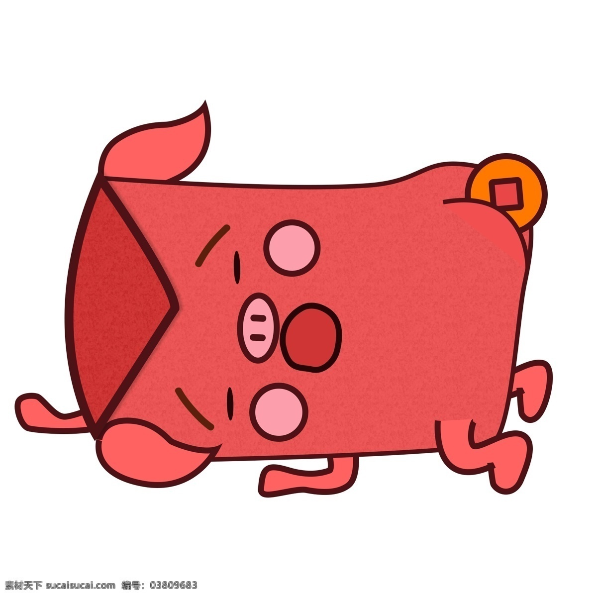 原创 新年 小 猪 红包 矢量 元素 可爱 喜庆 小猪 红色