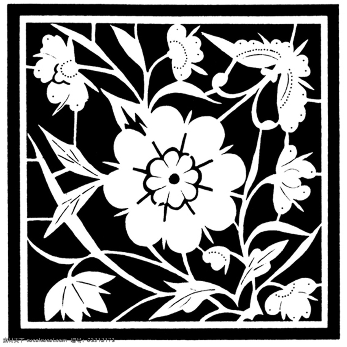 花草图案 现代 花纹 现代花纹 设计素材 现代图案 装饰图案 书画美术 黑色
