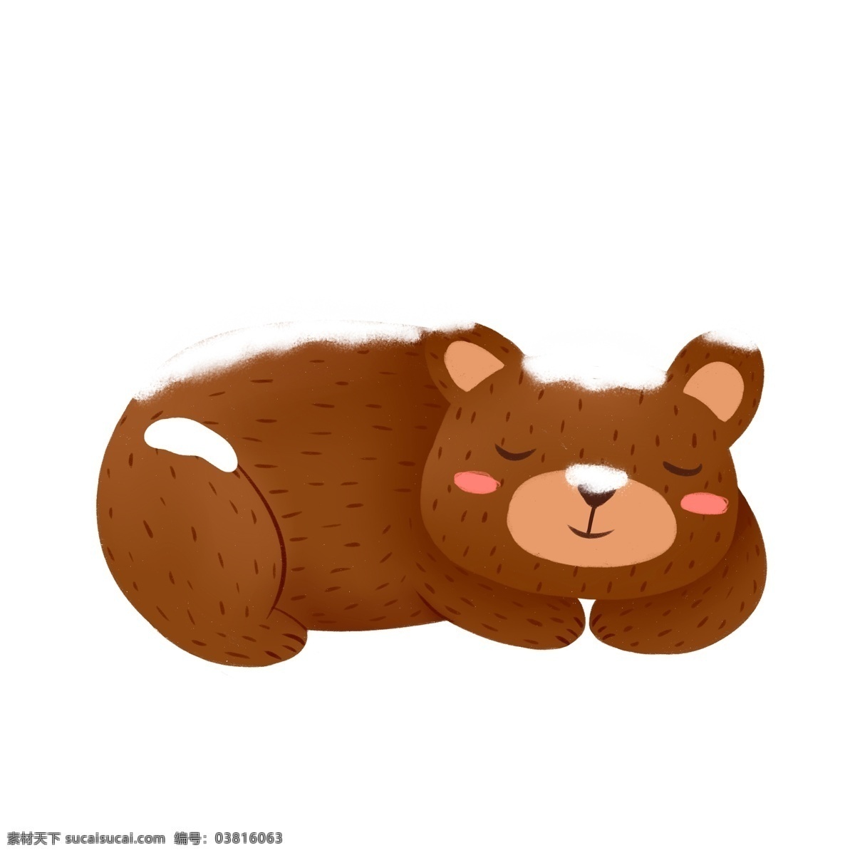 卡通 雪 覆盖 小 熊 商用 元素 动物 小熊 睡觉 插画设计 害羞