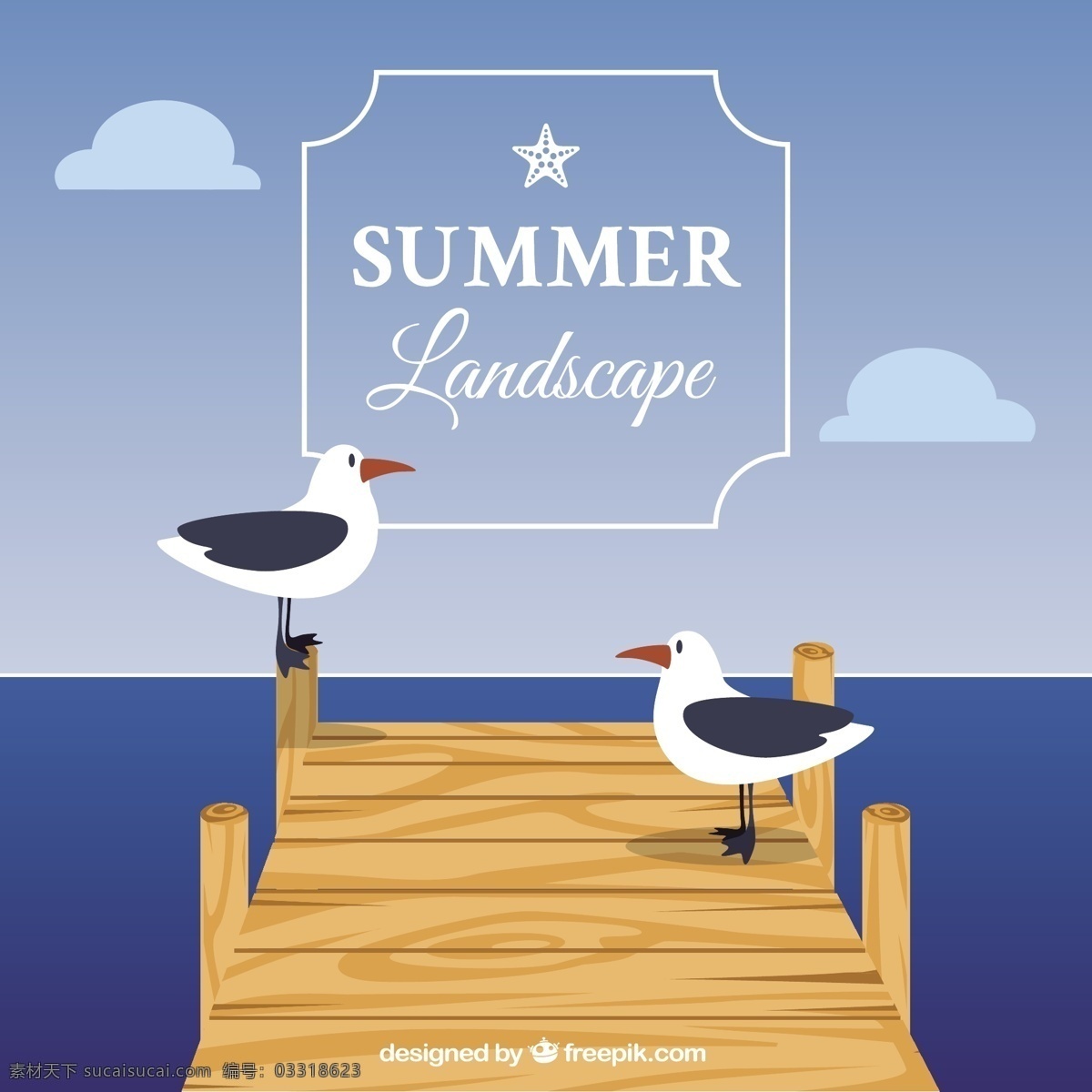 夏日 背景 海鸥 码头 上 夏季 海洋 景观 鸟类 度假 季节 季节性