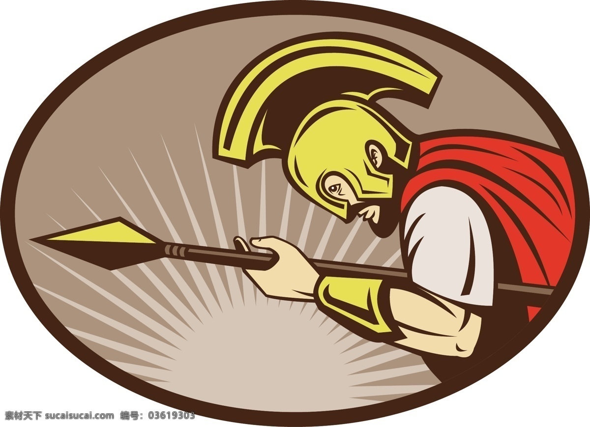 罗马 士兵 角斗士 进攻 矛 矢量图 其他矢量图