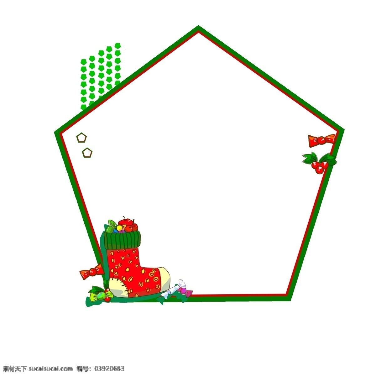 圣诞节 袜子 边框 插画 不规则边框 漂亮的边框 唯美边框 手绘边框 手绘 红色的圣诞袜