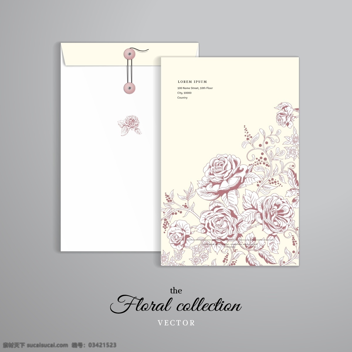 文件袋 资料袋 纸袋 手绘花卉 玫瑰花 花朵 鲜花 花卉插图 插图 壁纸图案 手绘 矢量 底纹边框 背景底纹