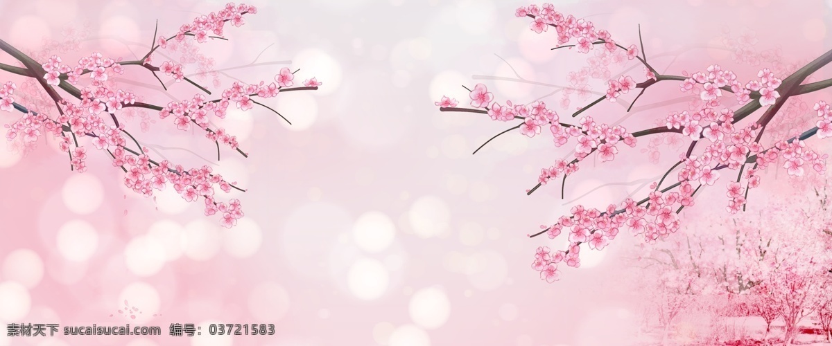 唯美 春天 桃花 背景 桃花节 春季 清新 春季上新 化妆品背景 水彩背景 水粉背景 花树 花瓣