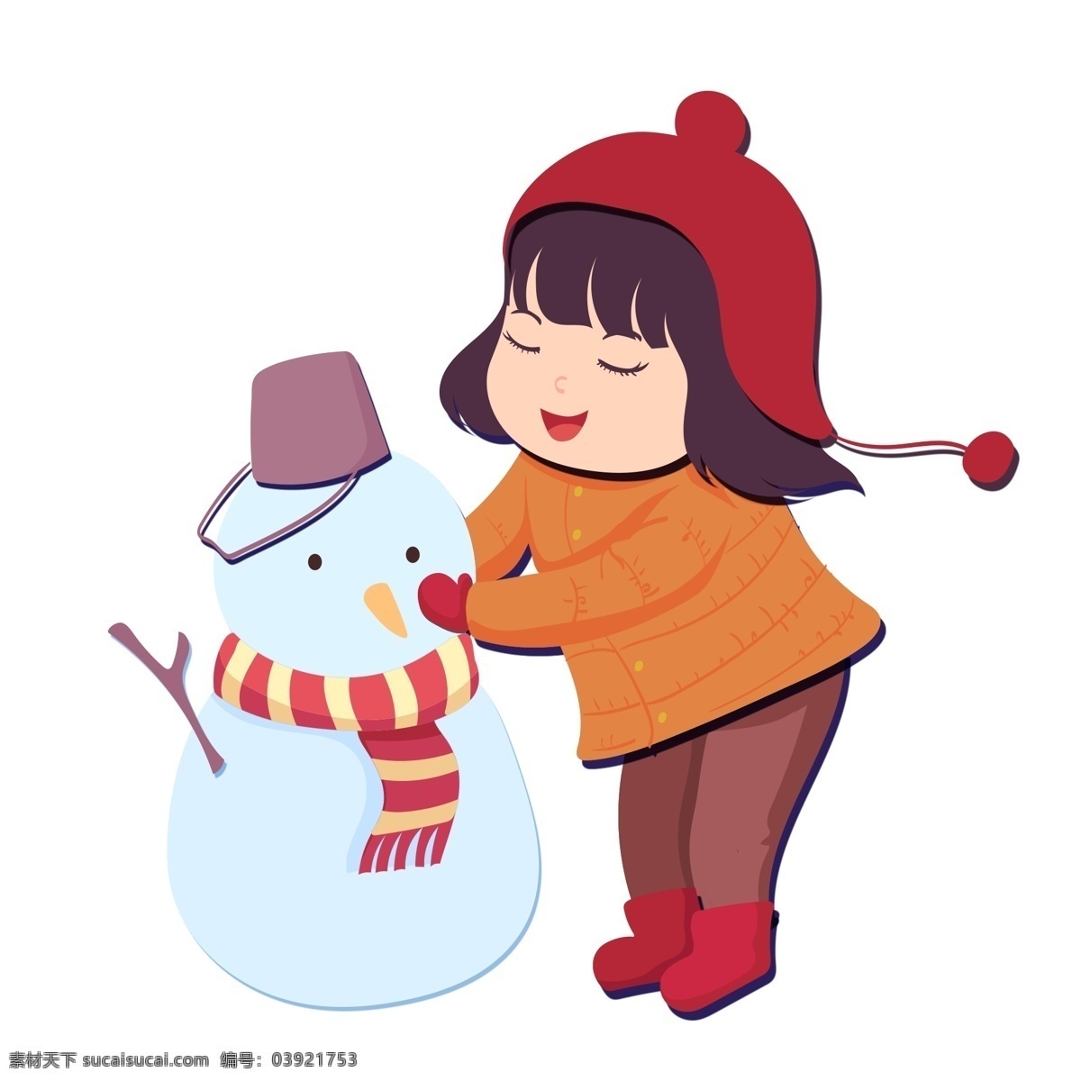 堆 雪人 的卡 通 女孩 图案 元素 卡通 卡通人物 设计元素 简约 冬季图案 元素装饰 手绘元素 psd元素